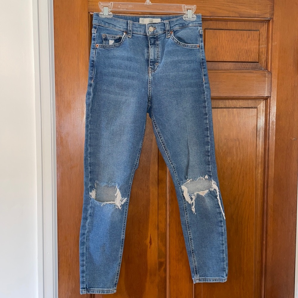 TopShop ripped high rise skinny jeans “Jamie”